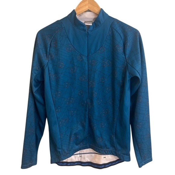 Nike Half Zip Woman's Blue Cycling Jacket Long Sleeve Reflective Teal Large - Picture 1 of 5